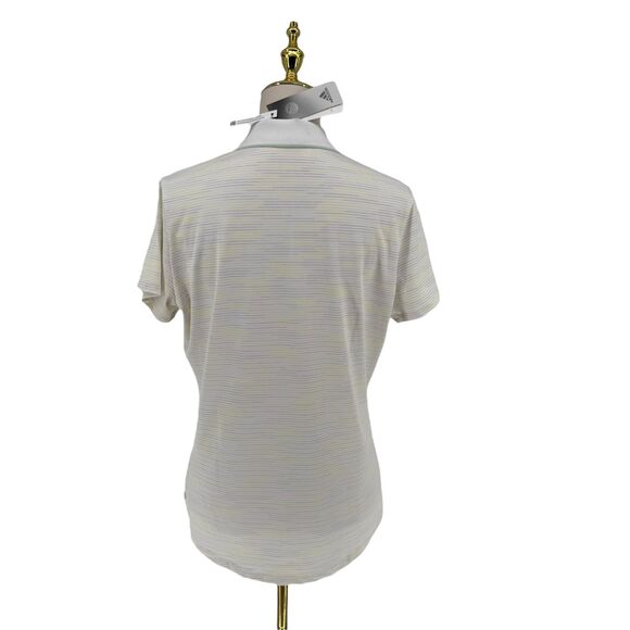 Adidas Golf Polo Shirt Women's Large White Yellow Short Sleeve Novelty HS6663 - Picture 12 of 16